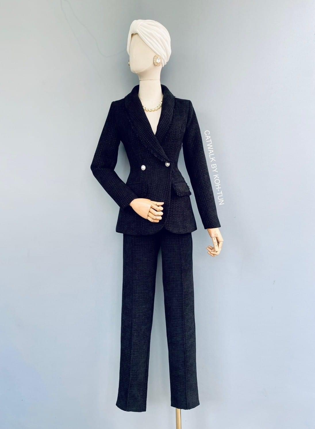 เซต BLAZER+กางเกง ขายาวผ้าทวีด ผ้าเนื้อดีมีความหรูหรา ลายทอสวย เนื้อผ้าหนานุ่มใส่สบาย สินค้าคุณภาพ (พร้อมส่ง) สำเนา