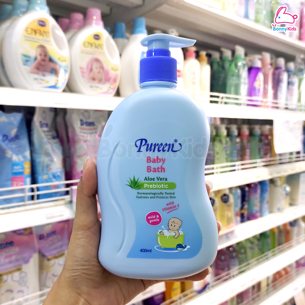 Pureen (เพียวรีน) Baby Prebiotic เพียวรีนเบบี้ พรีไบโอติก สบู่เหลวอาบน้ำ แชมพูสระผม และแชมพูอาบสระ (400ml.)