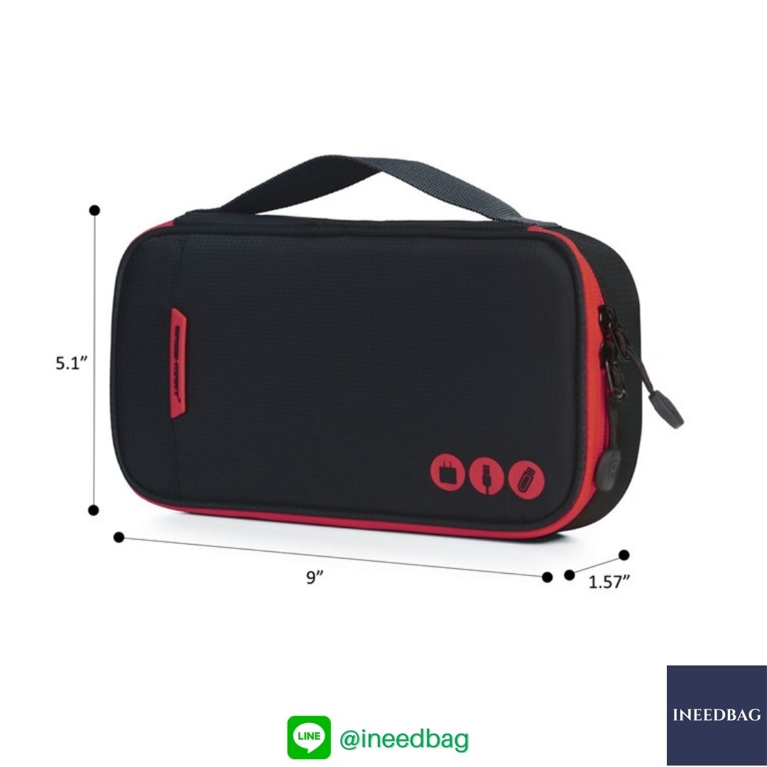 ฺBagsmart กระเป๋าจัดระเบียบอิเล็กทรอนิกส์ กระเป๋าใส่สายชาร์จ กระเป๋าใส่ฮาร์ดดิสก์ กระเป๋าใส่อุปกรณ์ไอที มีสองชั้น ช่องเยอะพิเศษ มีหูหิ้วพกพาสะดวก (ดำ-แดง)