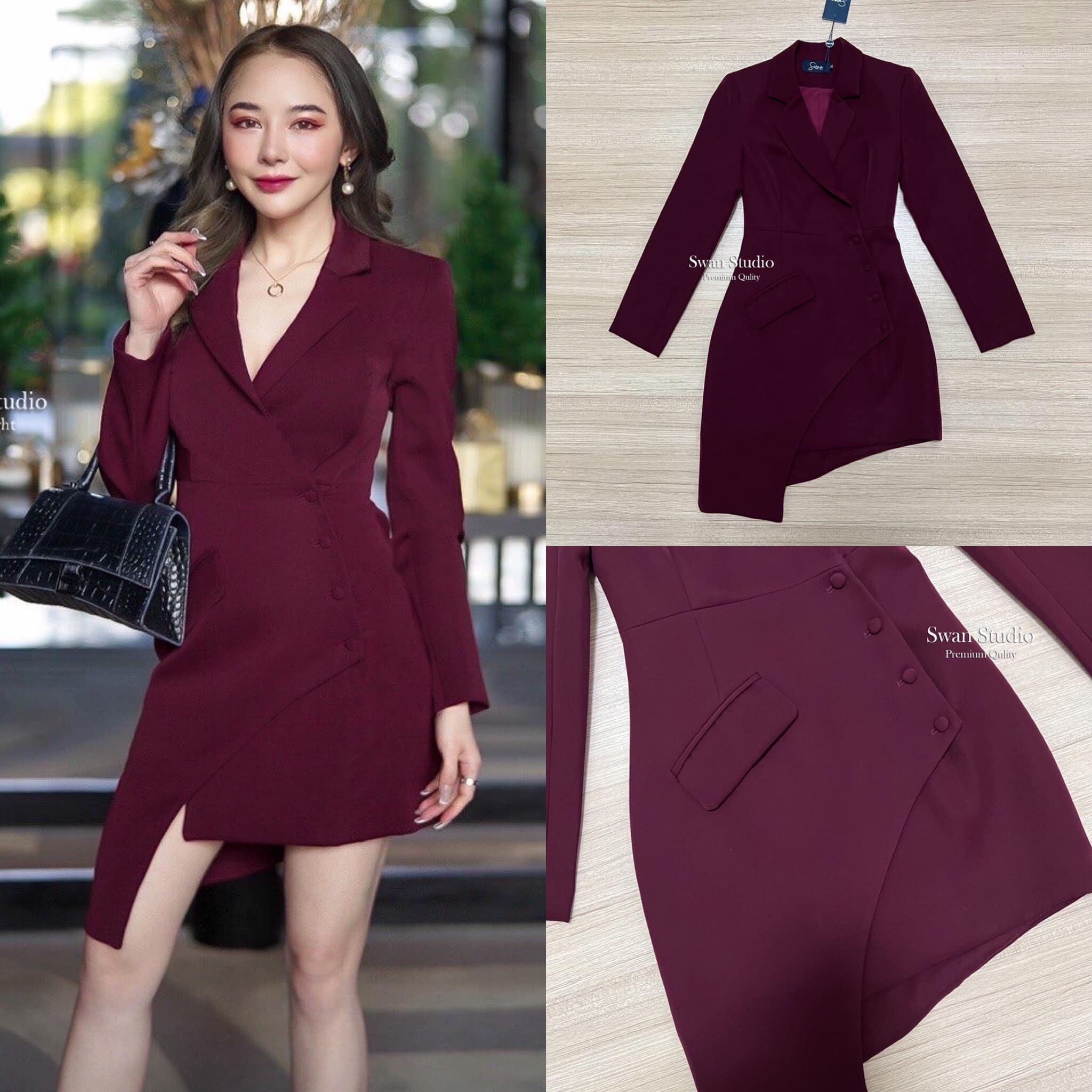 เบเซอร์เดรส เดรสแขนยาว คอปกไล่ ระดับลงมา เอวป้าวหน้าทับกัน ด้านในมีกระดุม ใสติดด้านในอีกที ทรงสวยเป๊ะมากๆค่ะ สินค้าคุณภาพ (พร้อมส่ง)