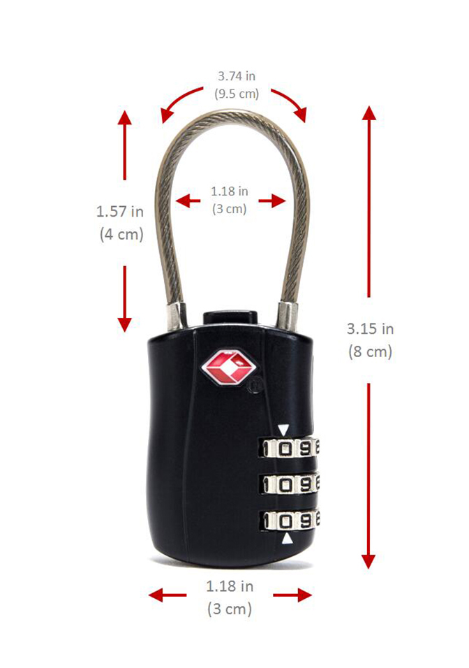 กุญแจล็อคกระเป๋าเดินทาง ตรงตามกำหนด TSA ใช้งานง่าย คุณภาพสูง (TSA Approved Travel Combination Cable Luggage Locks for Suitcases)