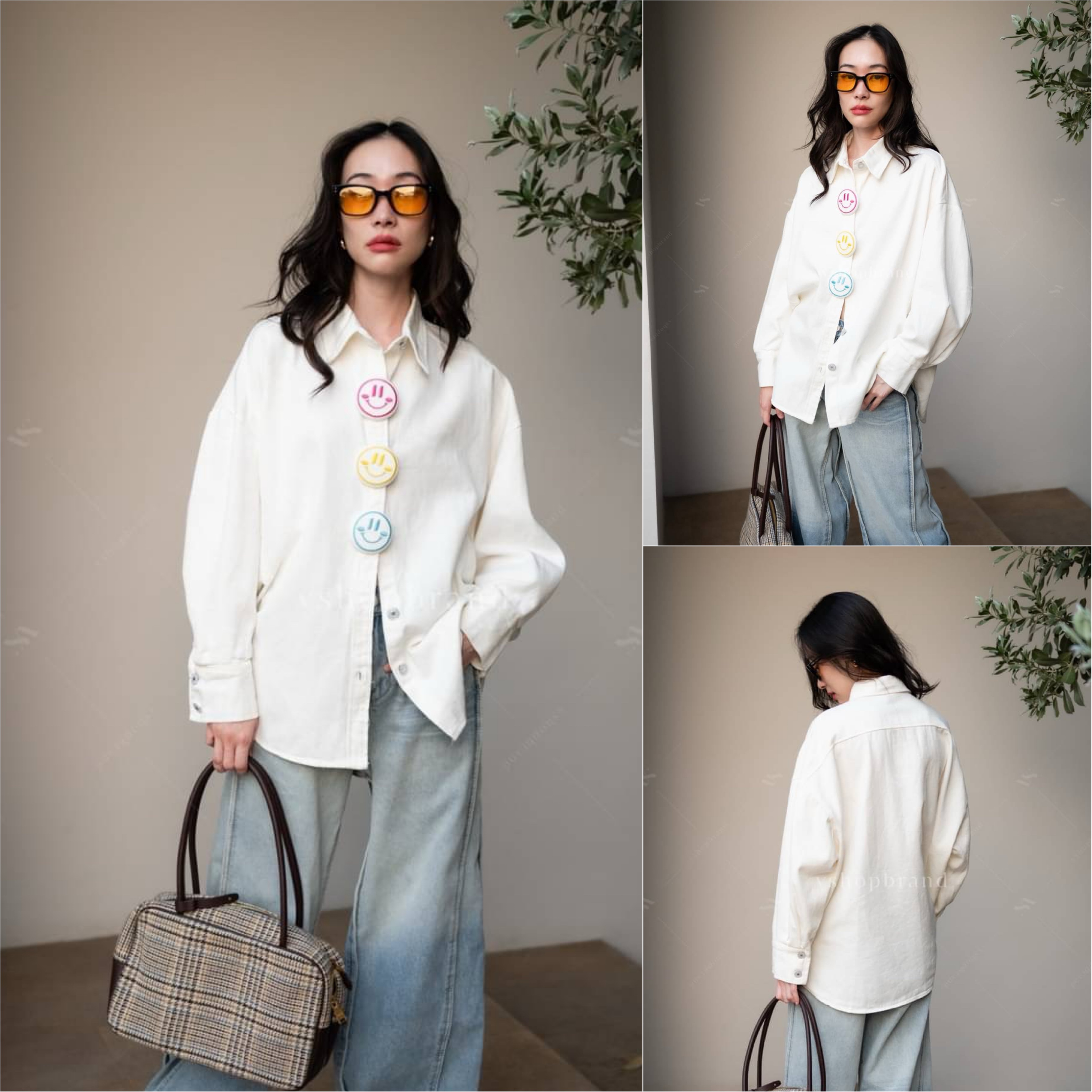 เชิ้ตแขนยาวกระดุมหน้ายิ้มหน้า ใส่สบาย : สินค้าคุณภาพ (พร้อมส่ง)