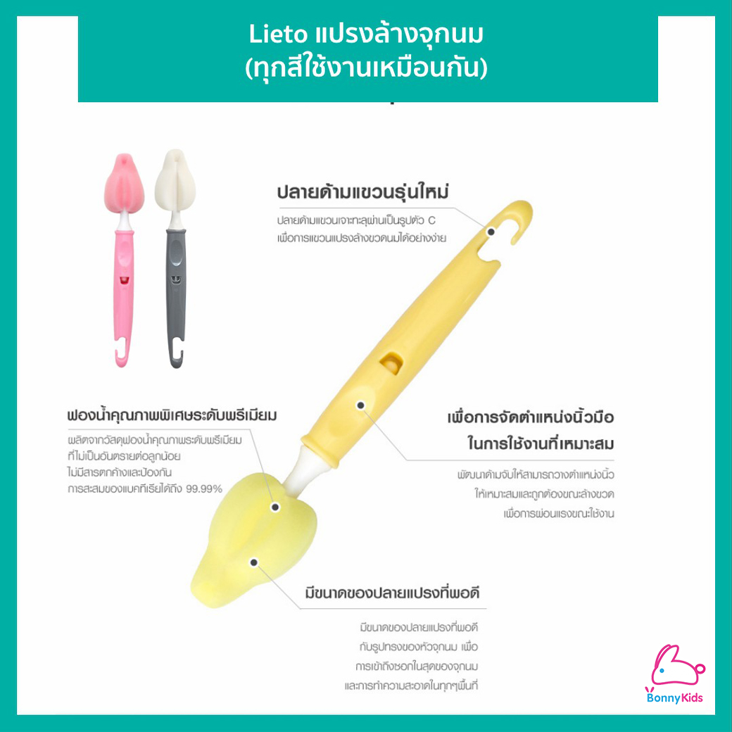 (18172) Lieto (ลิเอโต้) แปรงล้างจุกนมขนาดมาตรฐาน (2 ชิ้น / เซ็ต)