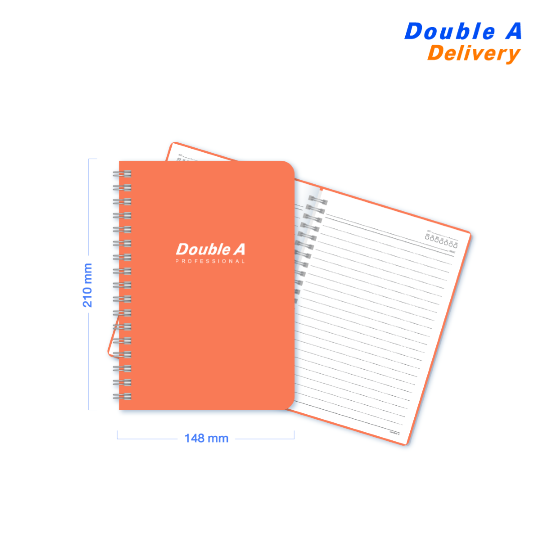 สมุดบันทึกเข้าเล่มแบบสันห่วง สี Peach ขนาดA5 70 แกรม 40 แผ่น 4 เล่ม