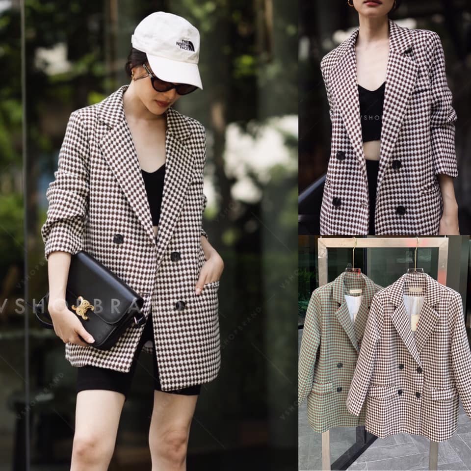 เบลเซอร์ผ้าทอลายตาราง งานน่ารักมากๆๆๆเลยค่ะ บ่าเสริมฟอง ยกระดับความคิ้วท์ กระเป๋าหน้า ซับในทั้งชุด : สินค้าคุณภาพ (พร้อมส่ง)