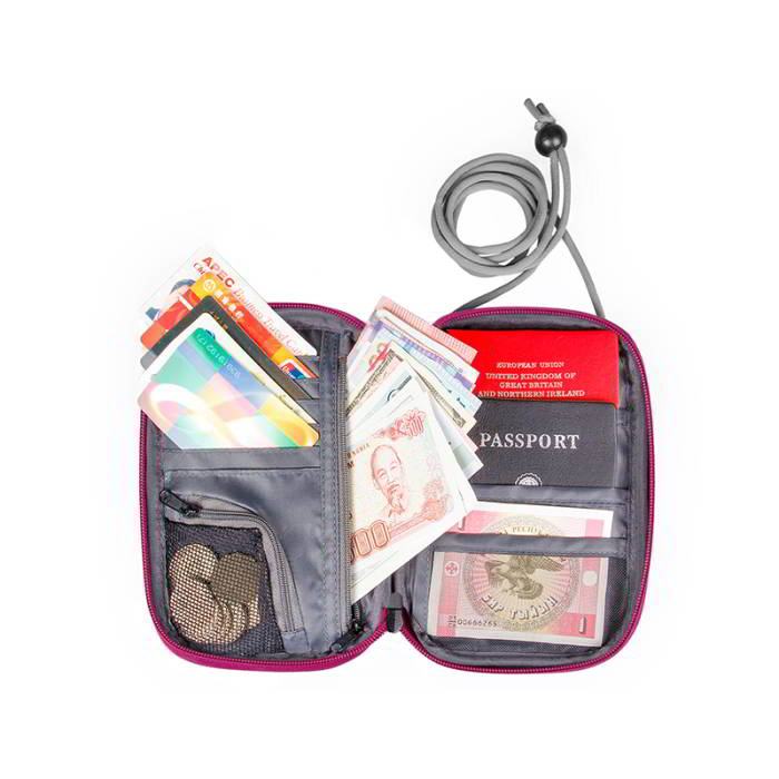 กระเป๋าใส่พาสปอร์ตห้อยคอ คล้องคอได้ กระเป๋าใส่หนังสือเดินทาง ป้องกันการขโมยข้อมูลบัตรเครดิตด้วยคลื่น RFID (Rose Red)