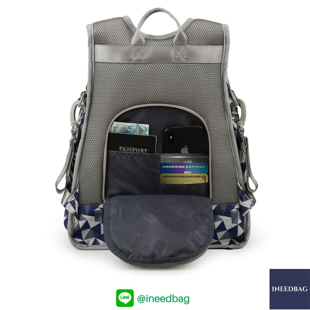 Ecosusi กระเป๋าคุณแม่, กระเป๋าสัมภาระคุณแม่, กระเป๋าแม่ลูกอ่อน แบบเป้ มาพร้อมแผ่นรองเปลี่ยนผ้าอ้อม, ช่องเก็บความร้อน-เย็น (New Version Blue) + Wet Pocket + Wipe Pocket