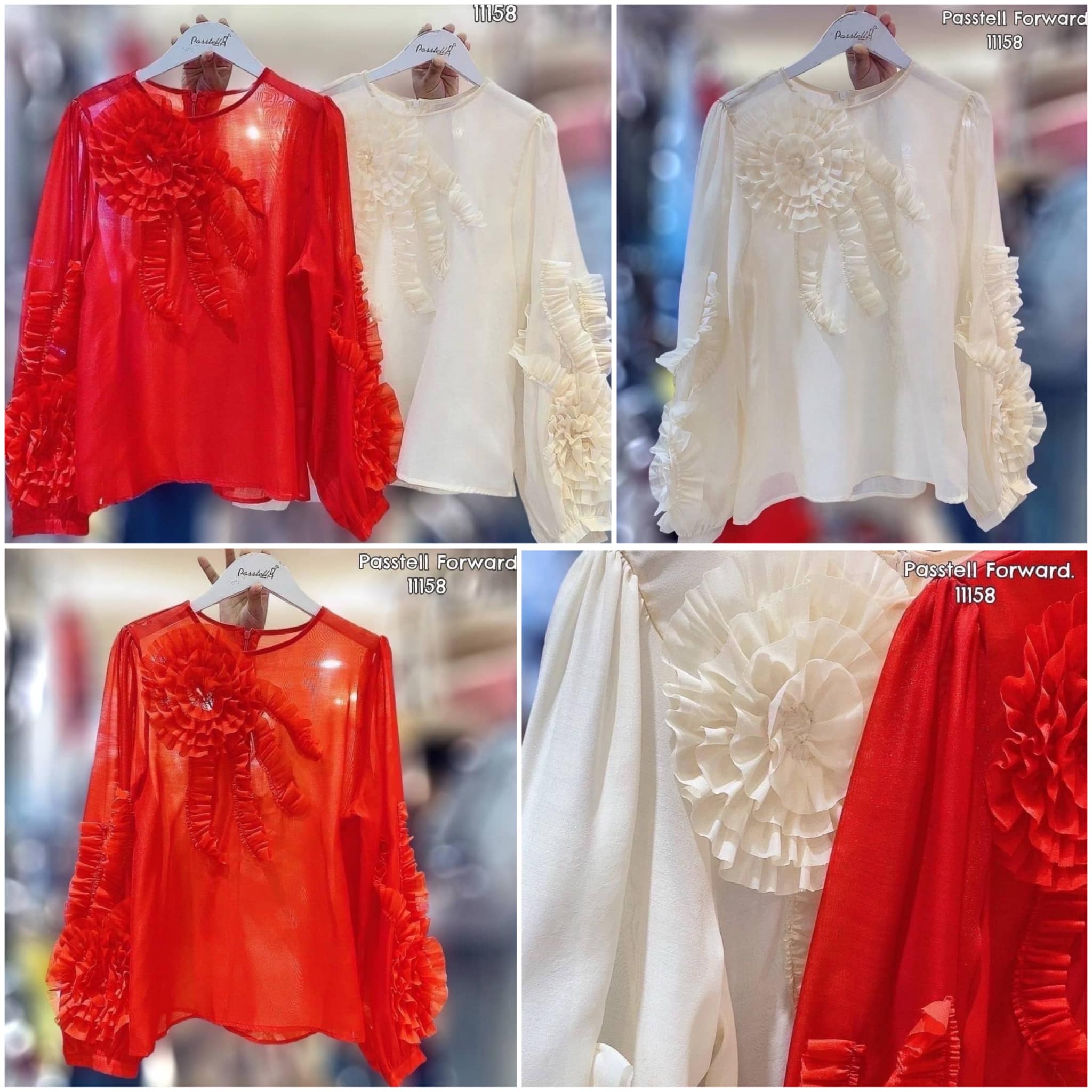 เสื้อแขนยาวดีเทลสวยหรู แต่วลายดอกซิปหลัง ใส่สวยหรูเก๋มากกก : สินค้าคุณภาพ (พร้อมส่ง)