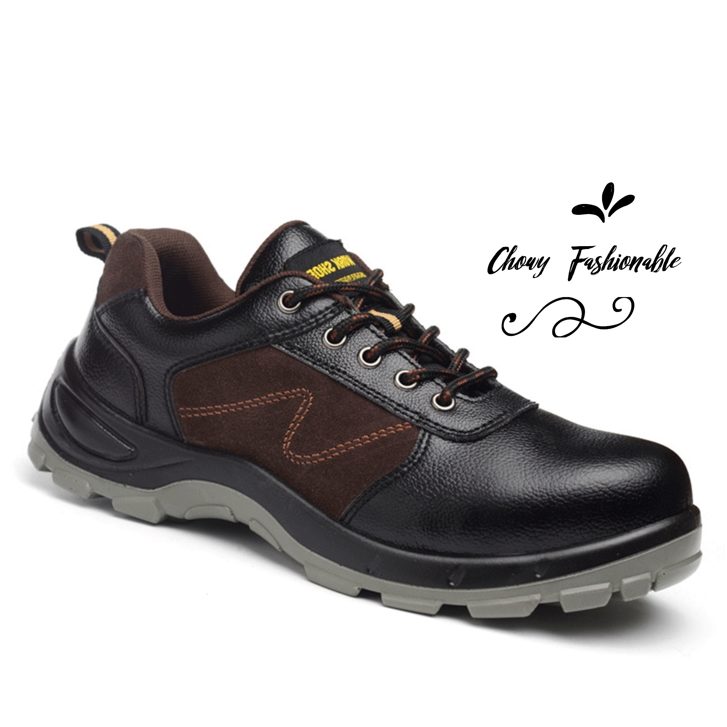 รองเท้าเซฟตี้ไซส์ใหญ่ 48 49 50 Leather Safety Shoes หนังแท้ รองเท้านิรภัย KR0991BLBR