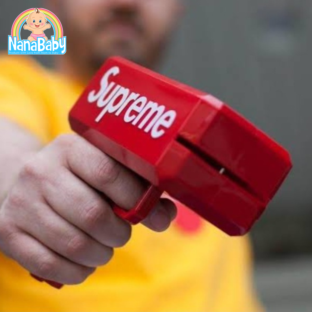 ปืนยิงแบงค์ ปืนยิงเงิน ไอเทมสายเปย์ ของเล่นเด็ก มีไฟ ใส่ถ่าน พร้อมธนบัตร 100 ใบ