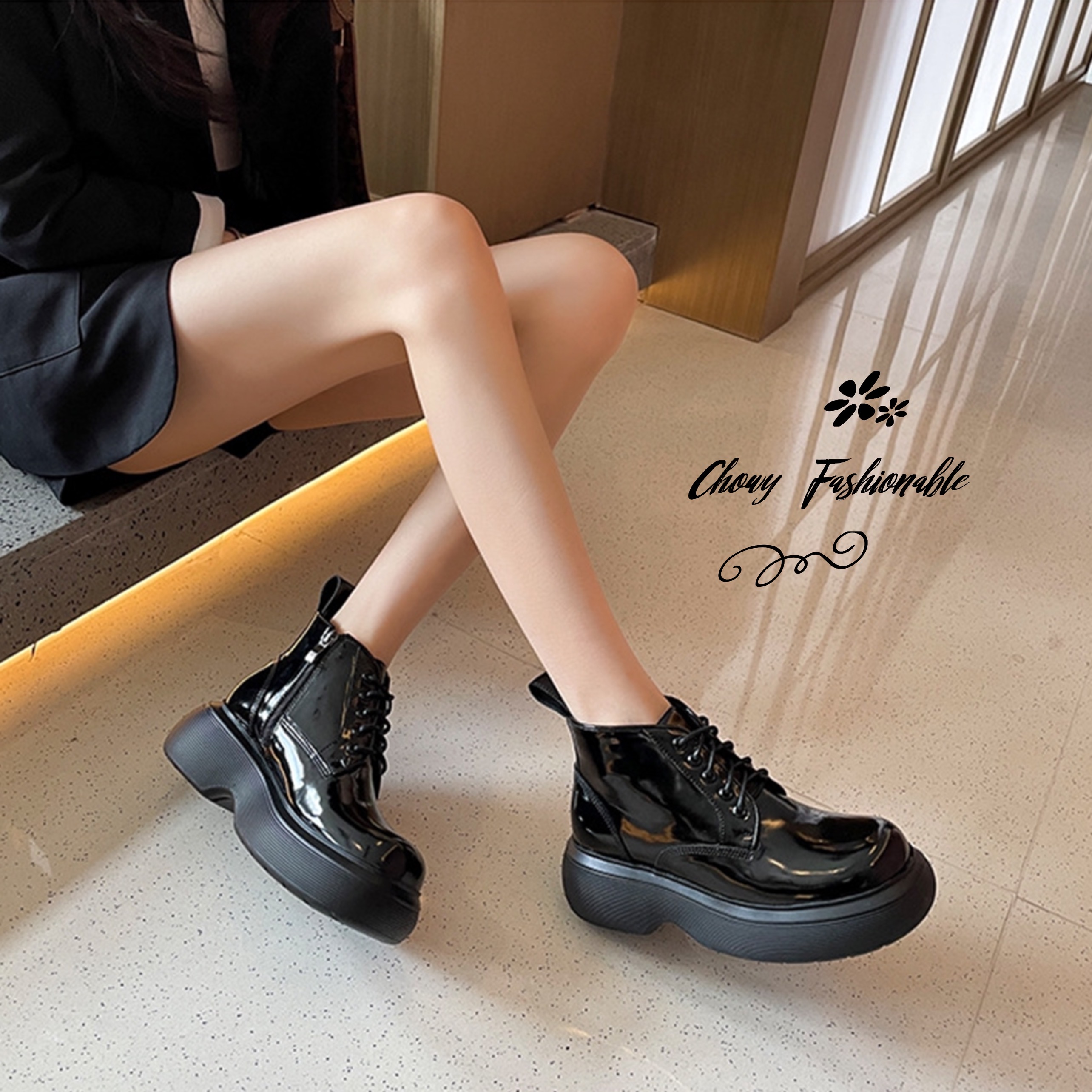 รองเท้าบู้ทไซส์ใหญ่ 40EU 25cm บูทผูกเชือกไซส์ใหญ่ บูทคอสเพย์ Boot Cosplay KR1141