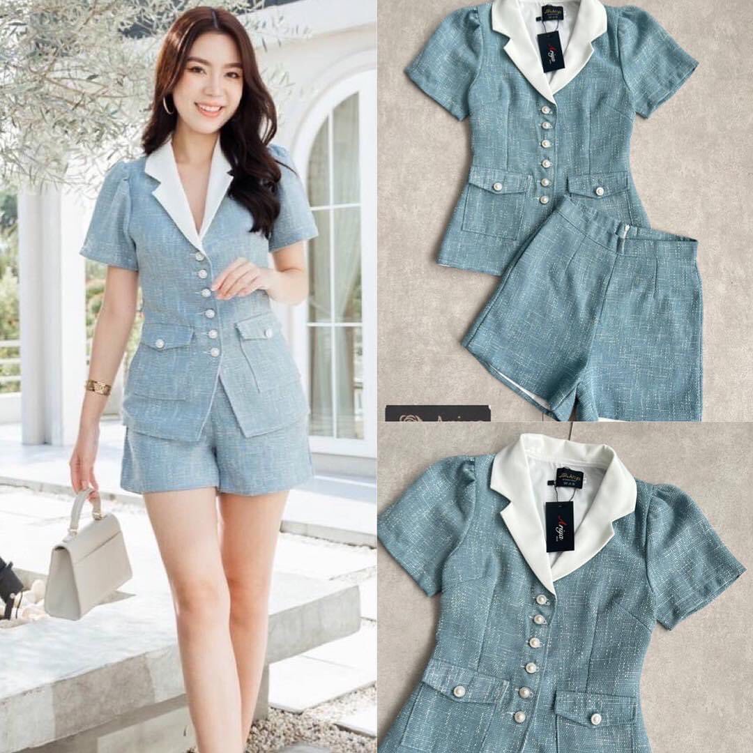 set เสื้อ+กางเกง ขาสั้นทรงสวย มาก สวยมากแม่ ใส่สบายใส่ทำงาน ความ สวยเป๊ะจัดเลย . สินค้าคุณภาพ (พร้อมส่ง)