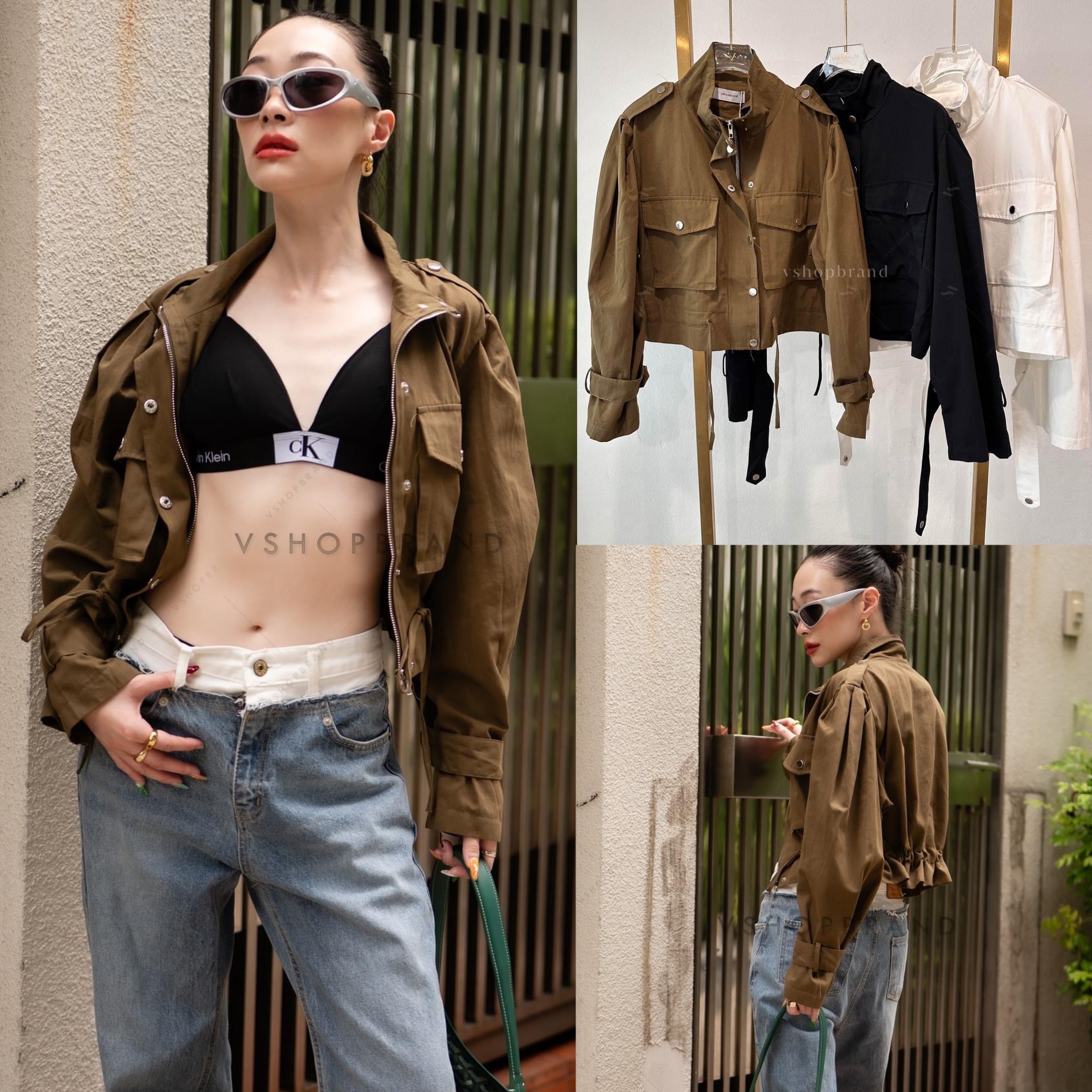 แจ็คเก็ตกระเป๋าอกใหญ่ รูดเอว : สินค้าคุณภาพ (พร้อมส่ง)