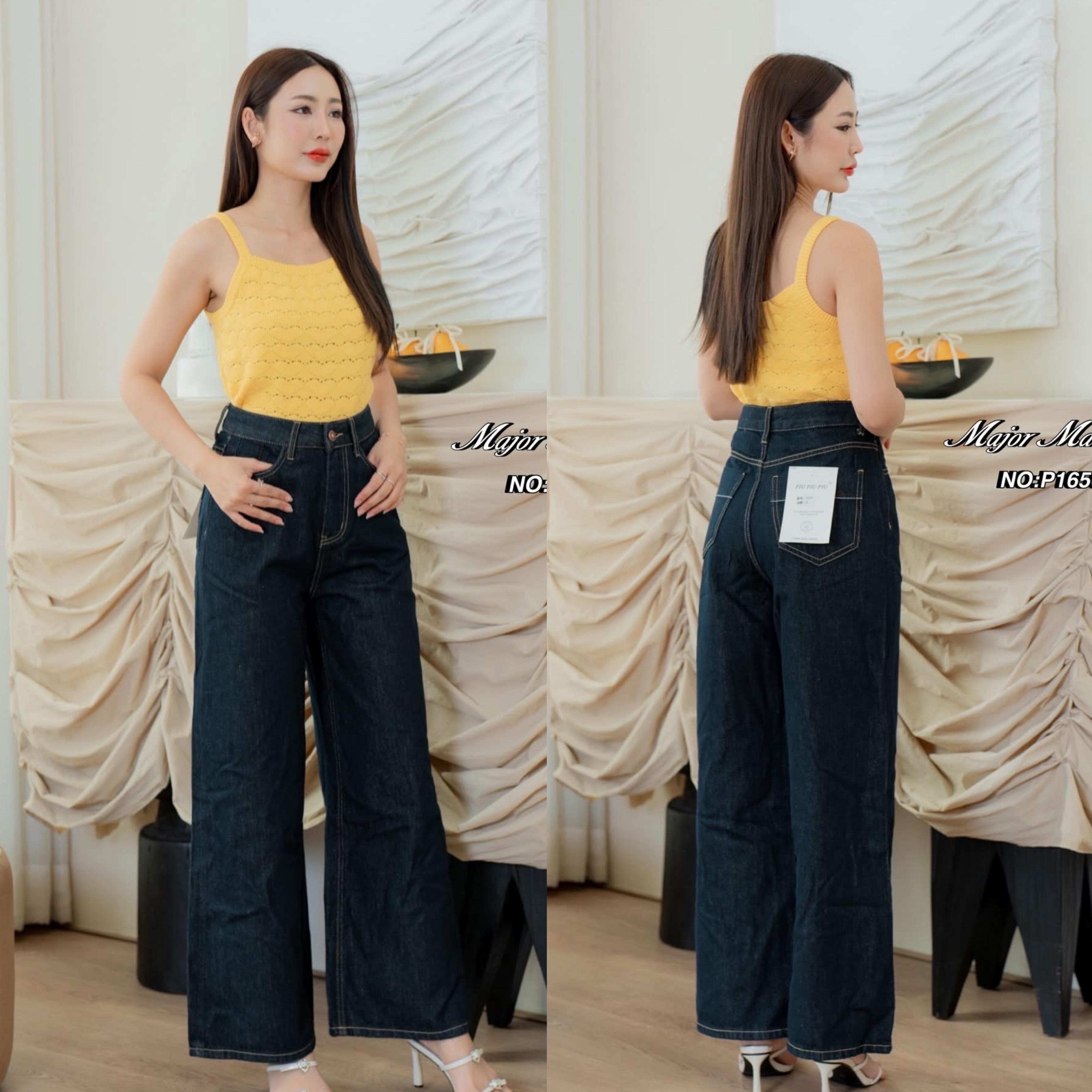 กางเกงยีนส์ขากระบอก ผ้าไม่ยืด ทรงเอวสูงงงงั้น ทรงมาใหม่คะ ทรงนี้ปีนี้มาแรงมากค่ะ ทรงเรียบๆ ปลายขาเย็บ ปลายขากว้าง เก๋มากๆ เอวสูง ใส่ดูเพรียวมาก ใส่สบาย : สินค้าคุณภาพ (พร้อมส่ง)