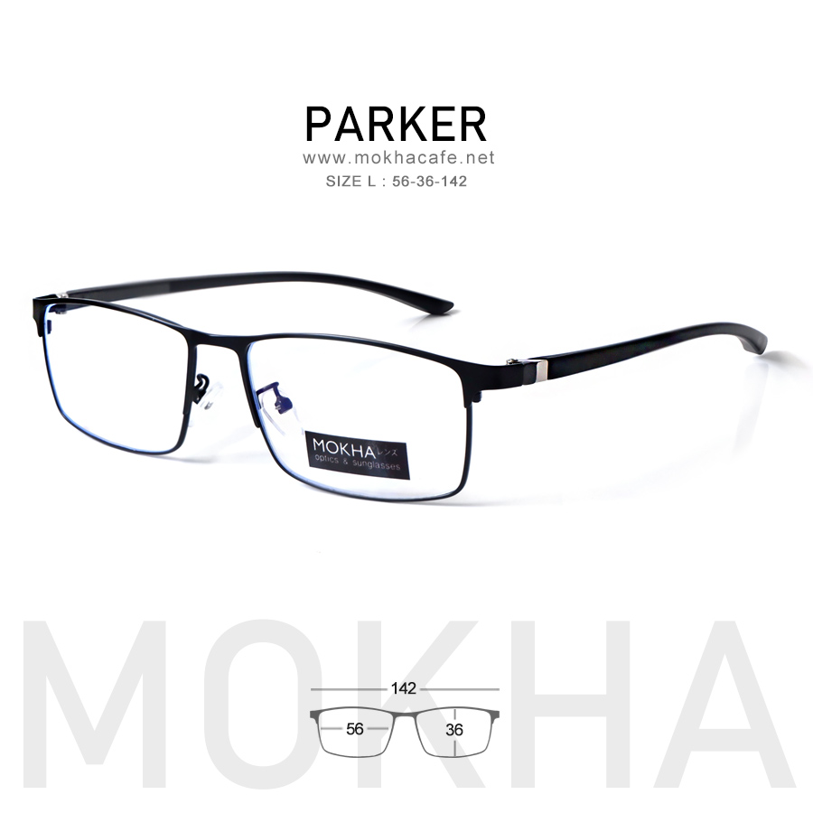 PARKER - black กรอบแว่นโลหะ กรอบทรงเหลี่ยม กว้าง 142 มม. (sizeL) H36