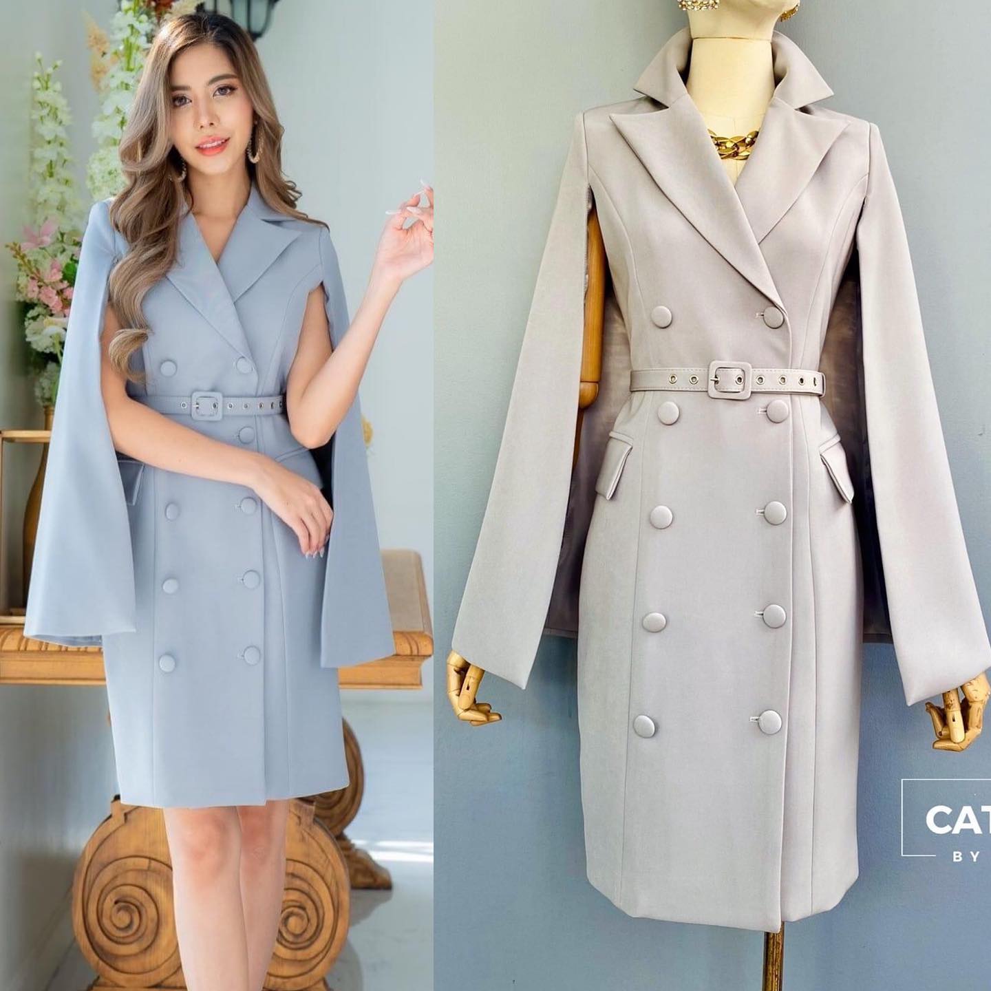 เดรสผ่าแขนดีไซส์เลิศ เนื้อผ้าเกรดเอ ตัวชุดเป็นทรงเช้ารูป ปกเทเล่อร์ดูเท่ห์สุดๆ ด้านหน้าแต่งกระดุมปั๊ม 8 เม็ด มีเข็มขัดสีโทน เดียวกับตัวชุด สินค้าคุณภาพ (พร้อมส่ง)