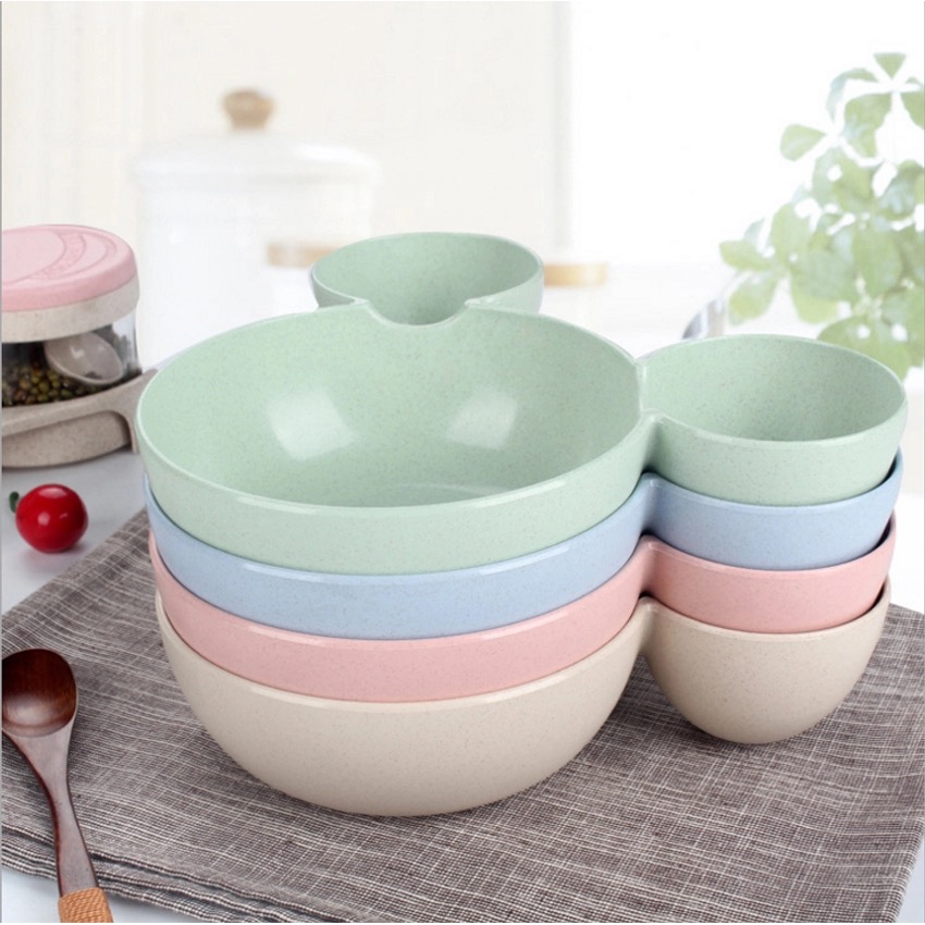 จานหลุมเด็ก 3 ช่อง รูปมิกกี้ จากฟางข้าวสาลี BPA-Free ปลอดสารพิษ