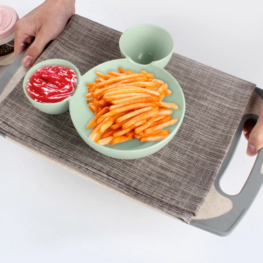 จานหลุมเด็ก 3 ช่อง รูปมิกกี้ จากฟางข้าวสาลี BPA-Free ปลอดสารพิษ