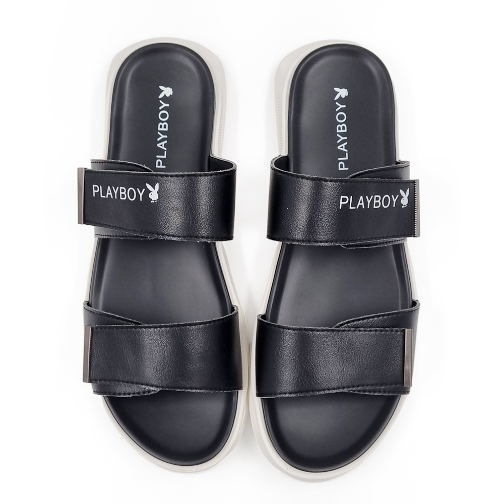 รองเท้าแตะไซส์ใหญ่ 44 EU Sandal Men แบบเทปแปะ สีดำ KR1009BL