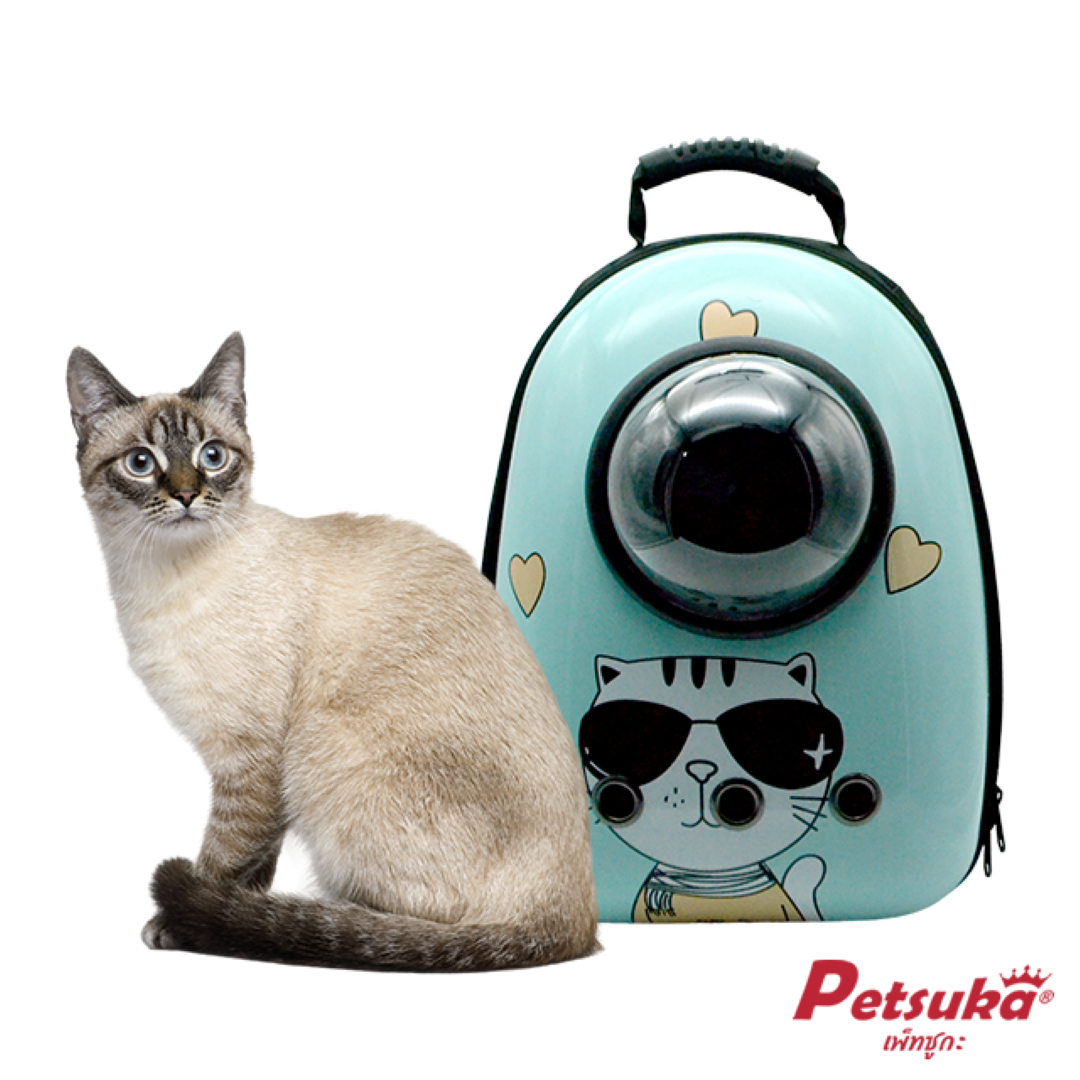 กระเป๋าสะพายสัตว์เลี้ยง Petsuka แบบแคปซูลอวกาศ มีช่องมอง สีฟ้า