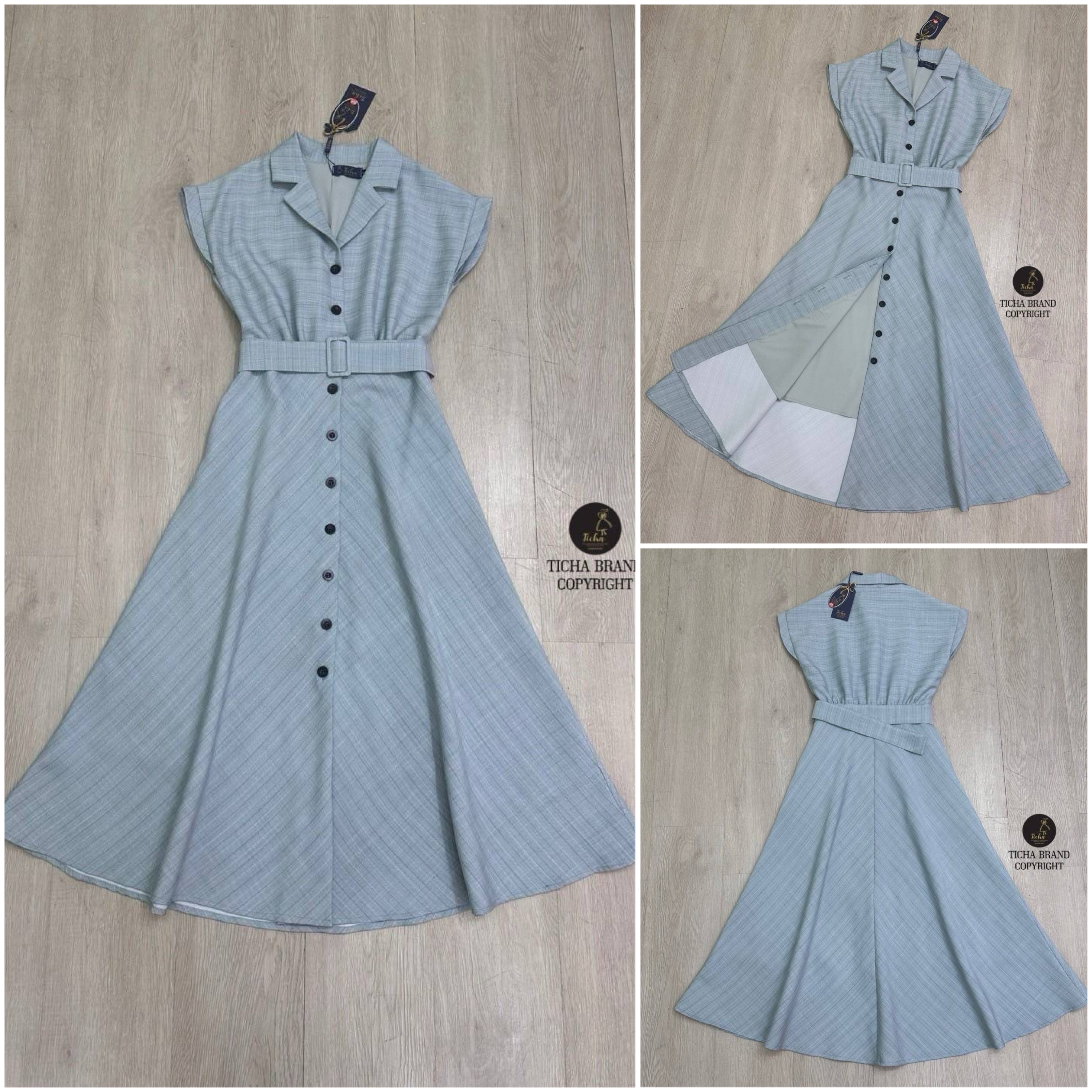 แม็กซี่เดรสคอปกแขนล้ำสีเทาลายทาง ด้านหน้าแต่งกระดุมดำเรียงยาวใช้งานได้จริง ดีไซน์สวยทรงสวย ช่วงกระโปรงทรงพริ้วสวย มีกระเป๋า2ข้างล้วงได้เก๋ๆ เย็บซับในอย่างดี มา คู่เข็มขัดผ้าสีเดียว ใส่สบาย : สินค้าคุณภาพ (พร้อมส่ง)