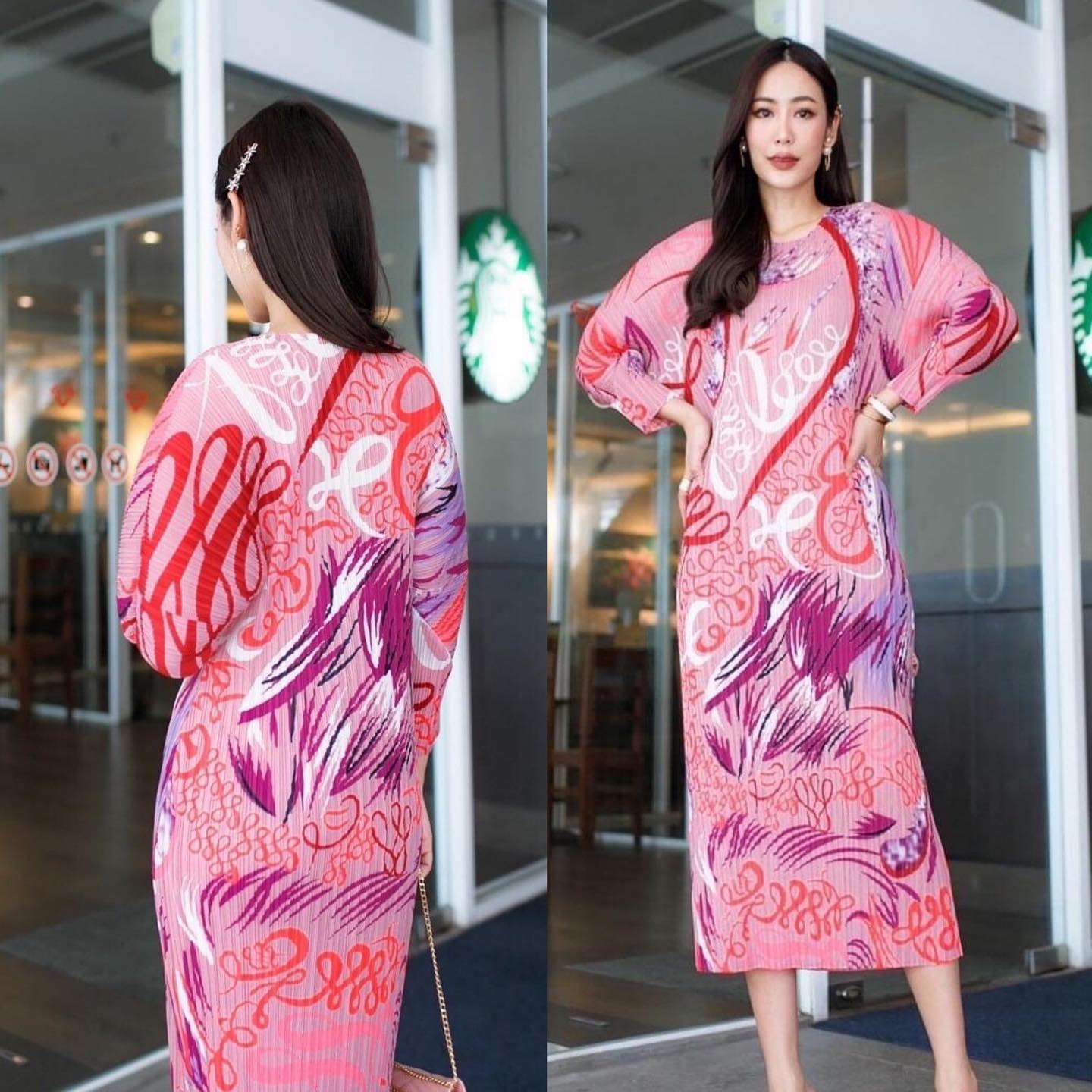 เดรสตัวยาว แพทเทิร์นอัดพลีท คอปาด แขนยาวเคิร์ฟกระดิ่ง ทรงสวย Premium 👍🏻 ดีไซด์ ✨🌞✨🌞 แบบงานแบรนด์ ✔️✔️ Hi-end สินค้าคุณภาพ (พร้อมส่ง)