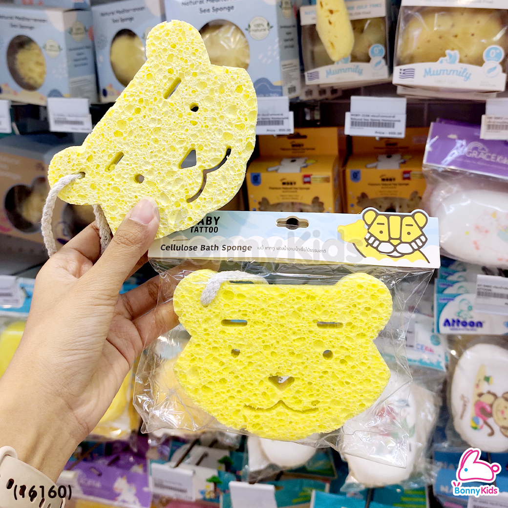 (16160) Baby Tattoo (เบบี้แทททู) ฟองน้ำรูปเสือ ใช้ฟองน้ำเยื่อไม้ธรรมชาติ สำหรับเด็กทารก