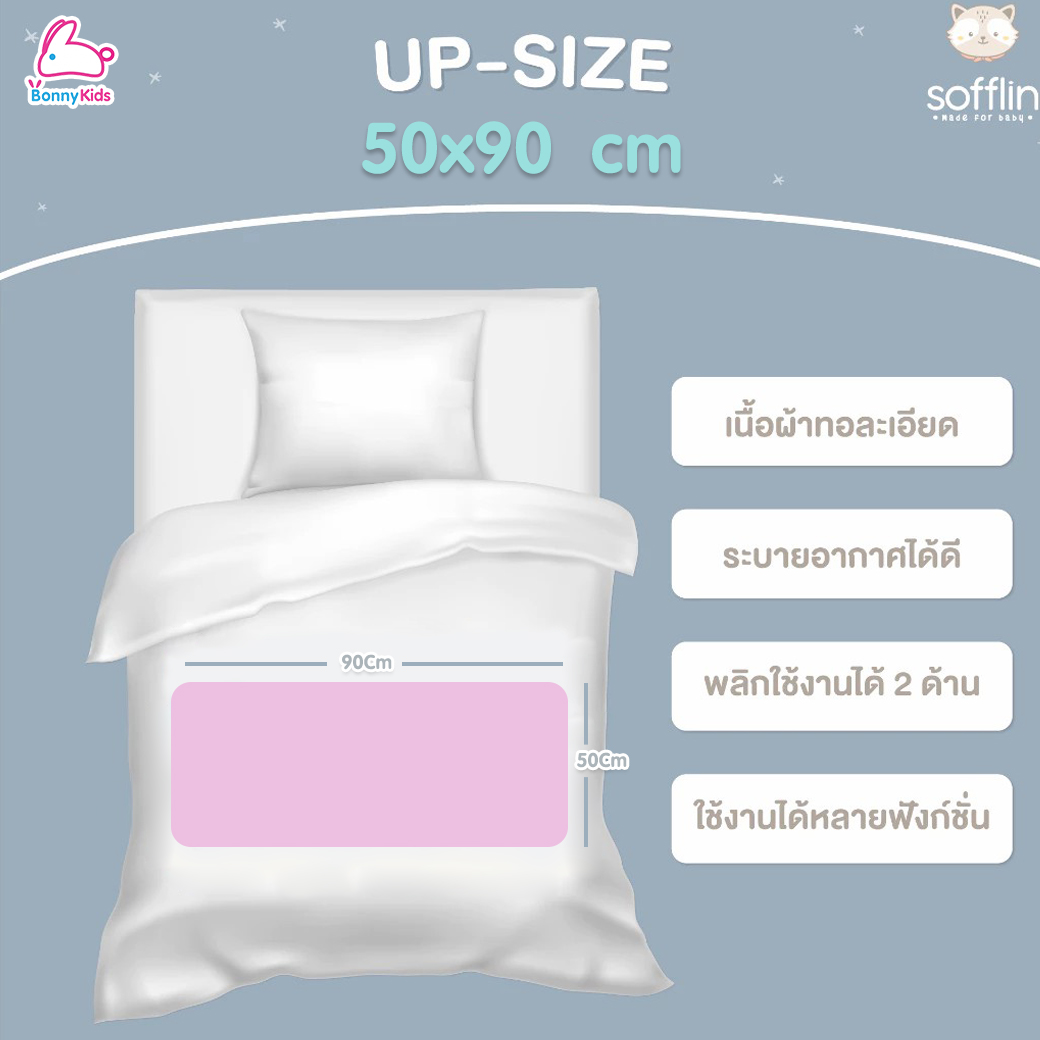 Sofflin(ซอฟฟลิน) Wet Away ผ้าปูรองฉี่สัมผัสนุ่ม ขนาด 50x90 cm