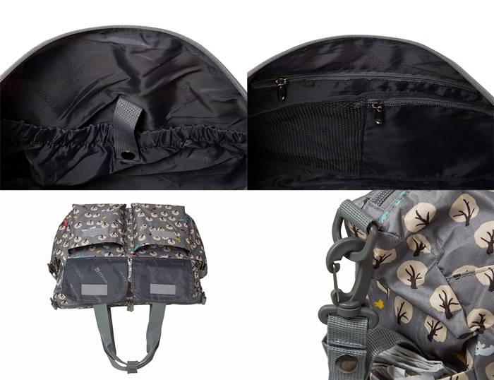 Ecosusi กระเป๋าคุณแม่ กระเป๋าสัมภาระคุณแม่ กระเป๋าแม่ลูกอ่อน แขวนรถเข็นเด็กได้ หิ้ว หรือสะพายไหล่ได้ (Grey Cute Tree)