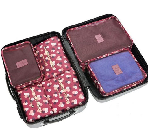 กระเป๋าจัดระเบียบเดินทาง กระเป๋าจัดระเบียบเสื้อผ้า 6 ใบ จัดกระเป๋าเดินทาง กันน้ำ ใส่เสื้อผ้า ชุดชั้นใน เครื่องสำอาง มี 5 สีให้เลือก