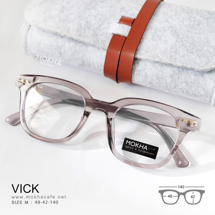 VICK - grey clear แว่นตาทรงเหลี่ยม กรอบหนา กว้าง 140 มม.(sizeM) H42