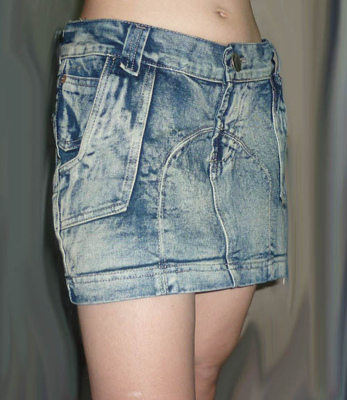 #2กระโปรงยีนส์ฟอกซีดหินอ่อน 32-36-11.5