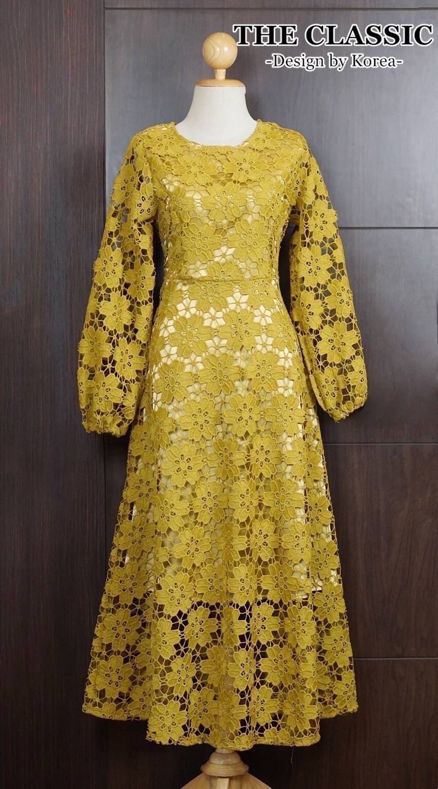 เดรสลูกไม้แขนยาว+เข็มขัด : สินค้าคุณภาพ (พร้อมส่ง)