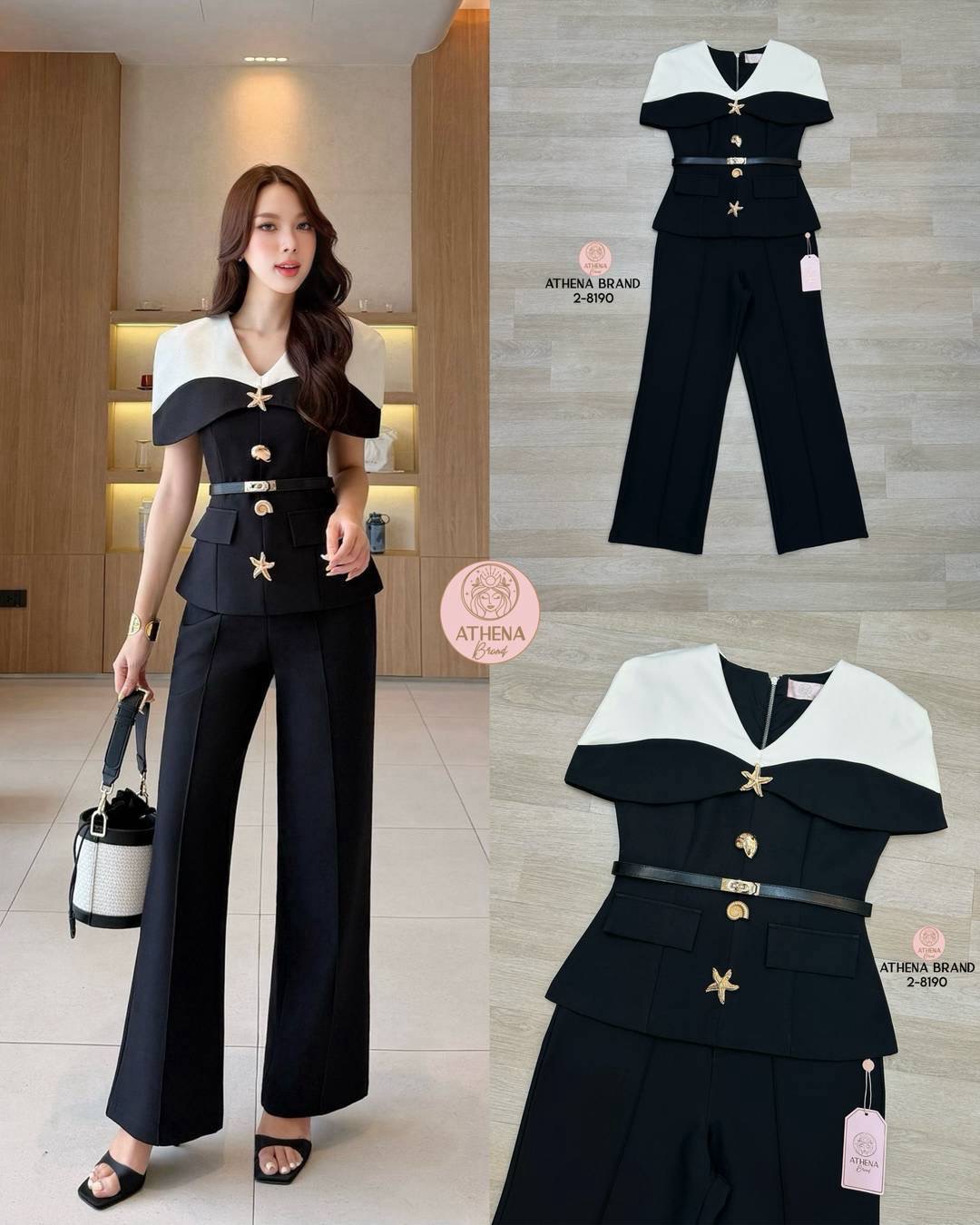 เสื้อ+กางเกงขายาว+เข็มขัด ใส่สบาย : สินค้าคุณภาพ (พร้อมส่ง)