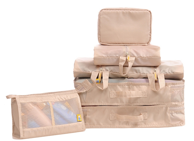 กระเป๋าจัดระเบียบเดินทาง กระเป๋าจัดระเบียบเสื้อผ้า 7 ใบ เย็บอย่างดี จัดกระเป๋าเดินทาง ท่องเที่ยว ใส่เสื้อผ้า ชุดชั้นใน อุปกรณ์ห้องน้ำ กางเกงใน รองเท้า เครื่องสำอาง อุปกรณ์ไอที