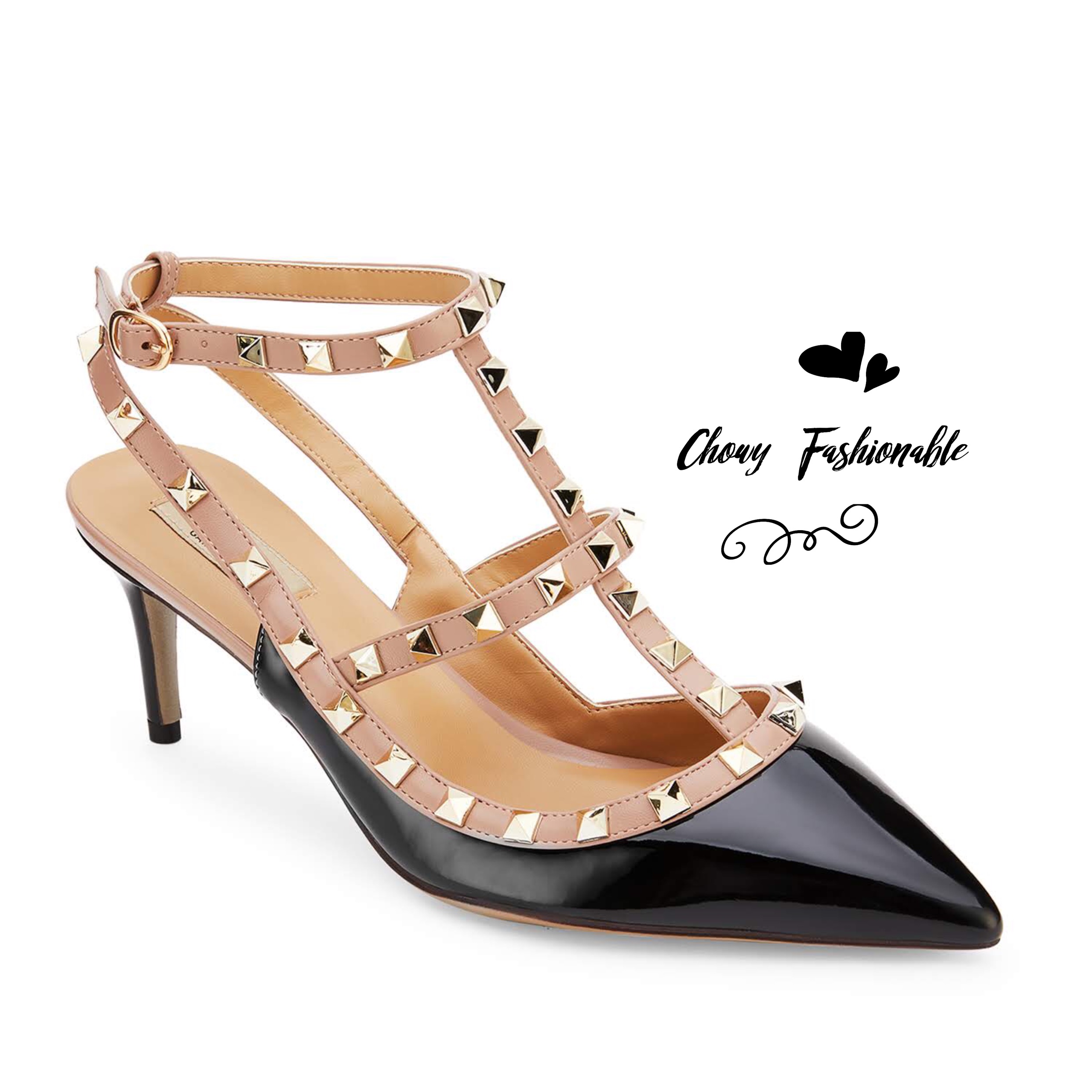 รองเท้าไซส์ใหญ่ 40-42 สูง 3 นิ้ว วาเลน T-Strapy Metal ส้นสูงไซส์ใหญ่ KR0369BN