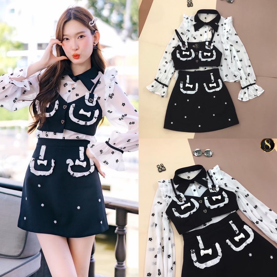 เซ็ตชุดกระโปรง ทรงสวย งานคุณภาพ สินค้าคุณภาพ (พร้อมส่ง)