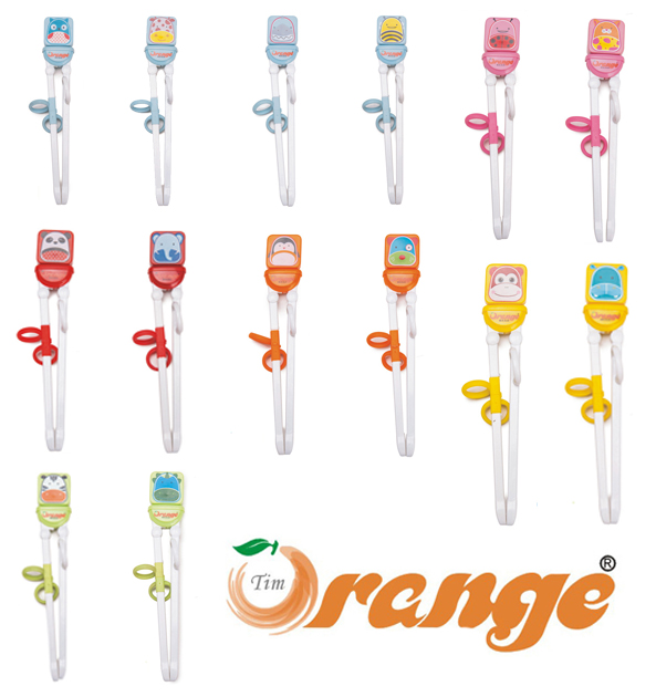 ตะเกียบเด็ก ตะเกียบหัดคีบ ที่หัดจับตะเกียบ Orange ลายสัตว์น่ารัก