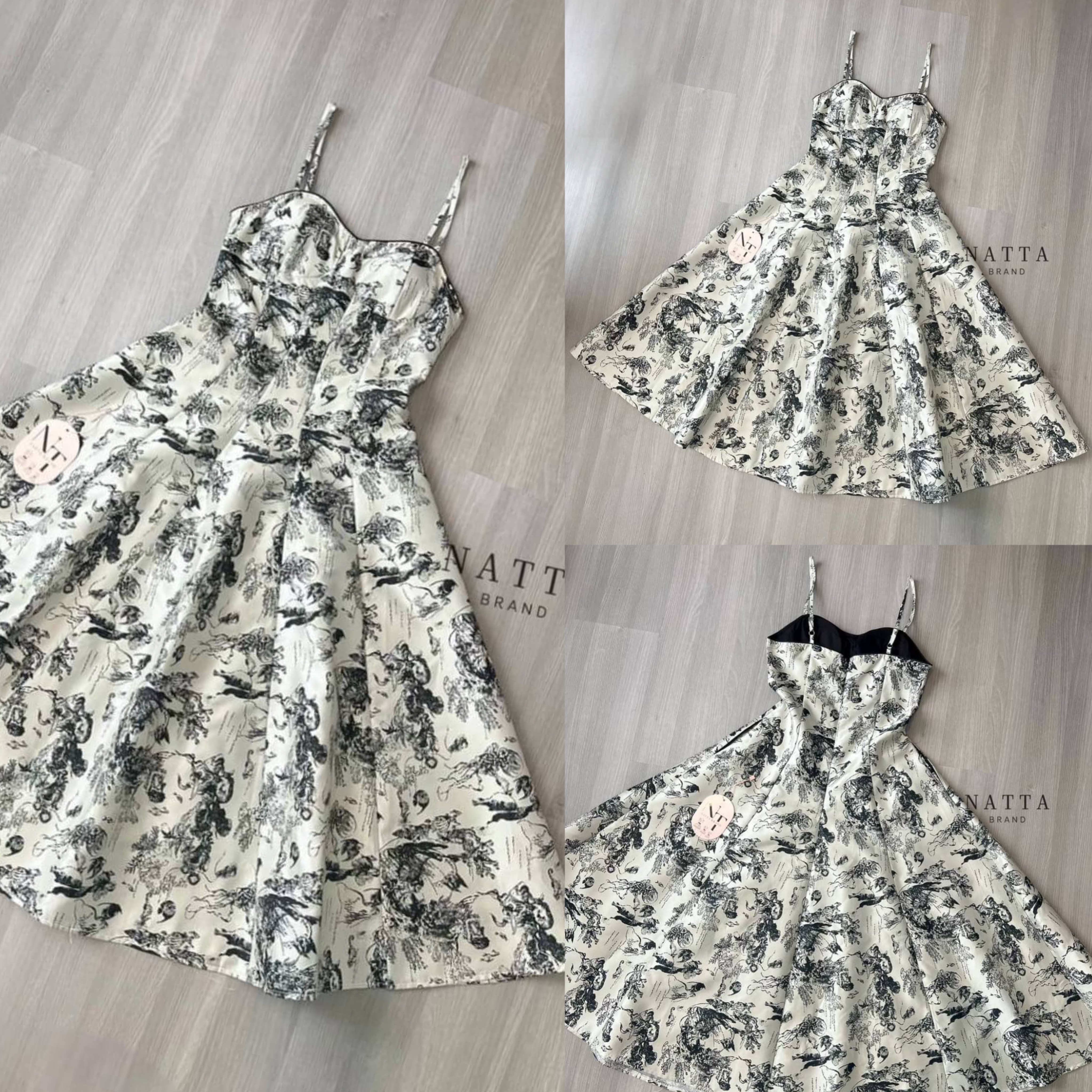 ชุดเดรสยาว งานผ้าทอลายสีดำอย่างดี สายสามารถปรับความยาวได้ เสริมฟองน้ำเพิ่มความเป็นทรงสวย ใส่สบาย สินค้าคุณภาพ (พร้อมส่ง)