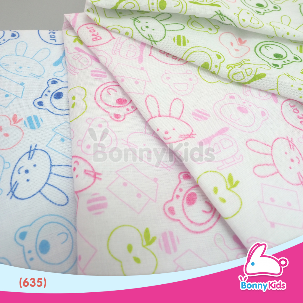 (635) ผ้าอ้อมเด็ก ผ้าสาลู TC ขอบเย็บ 24x24 นิ้ว (แพ็คยกโหล 12 ผืน)