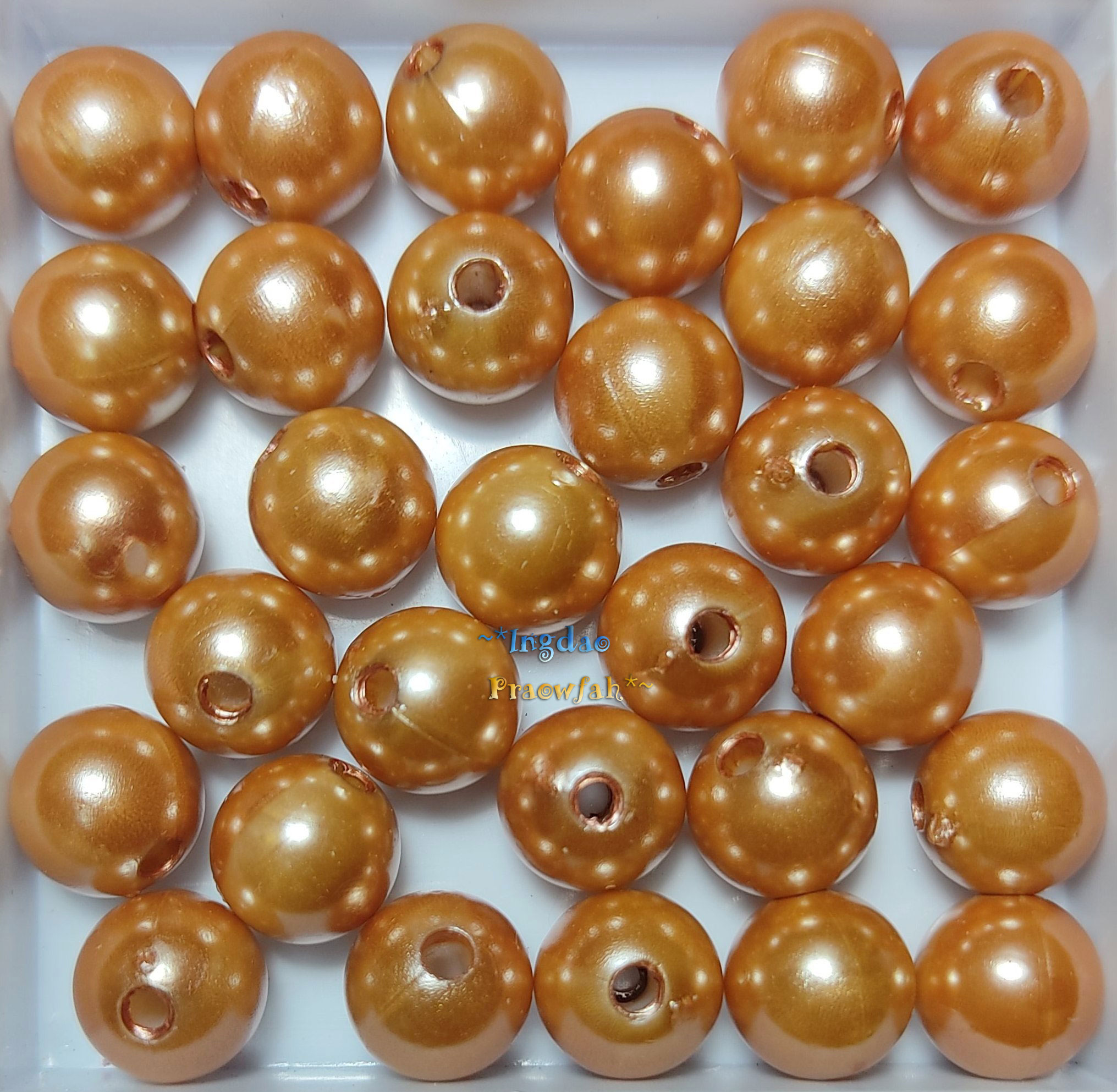 APEARL-10gbn มุกอะคลีลิกทรงกลม ขนาด 10 มิล. สีน้ำตาลทอง (20 ชิ้น)