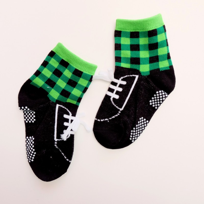 ถุงเท้าเด็กเล็ก 1-3 ขวบ ลายรองเท้า มีเชือกผูกหลอกสุดเท่ เนื้อนุ่ม ยืดหยุ่น