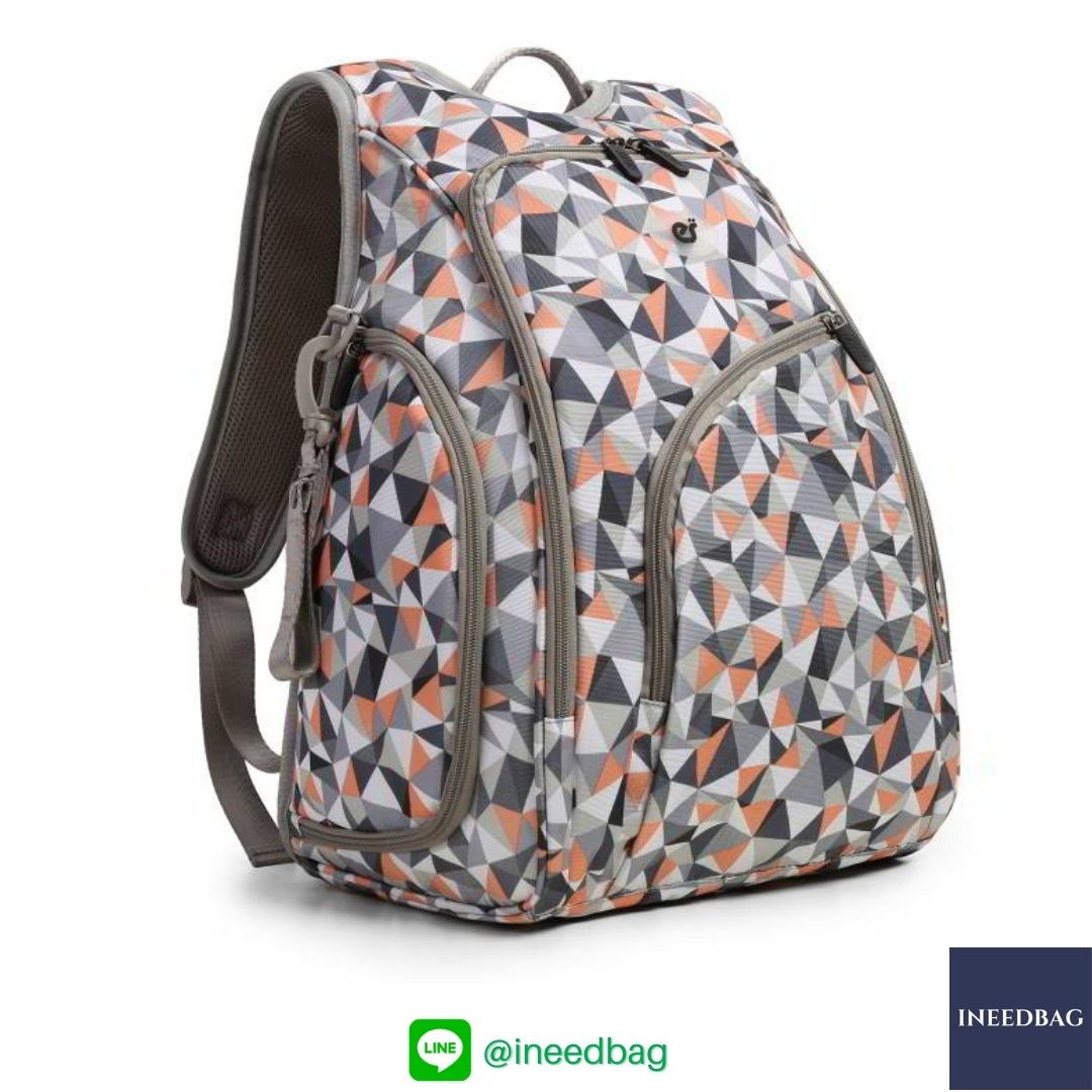 Ecosusi กระเป๋าคุณแม่ กระเป๋าสัมภาระคุณแม่ กระเป๋าแม่ลูกอ่อน แบบเป้ มาพร้อมแผ่นรองเปลี่ยนผ้าอ้อม, สายคล้องรถเข็น, ช่องเก็บความร้อน-เย็น, ช่องเก็บทิชชู่เปียก (Light Orange)