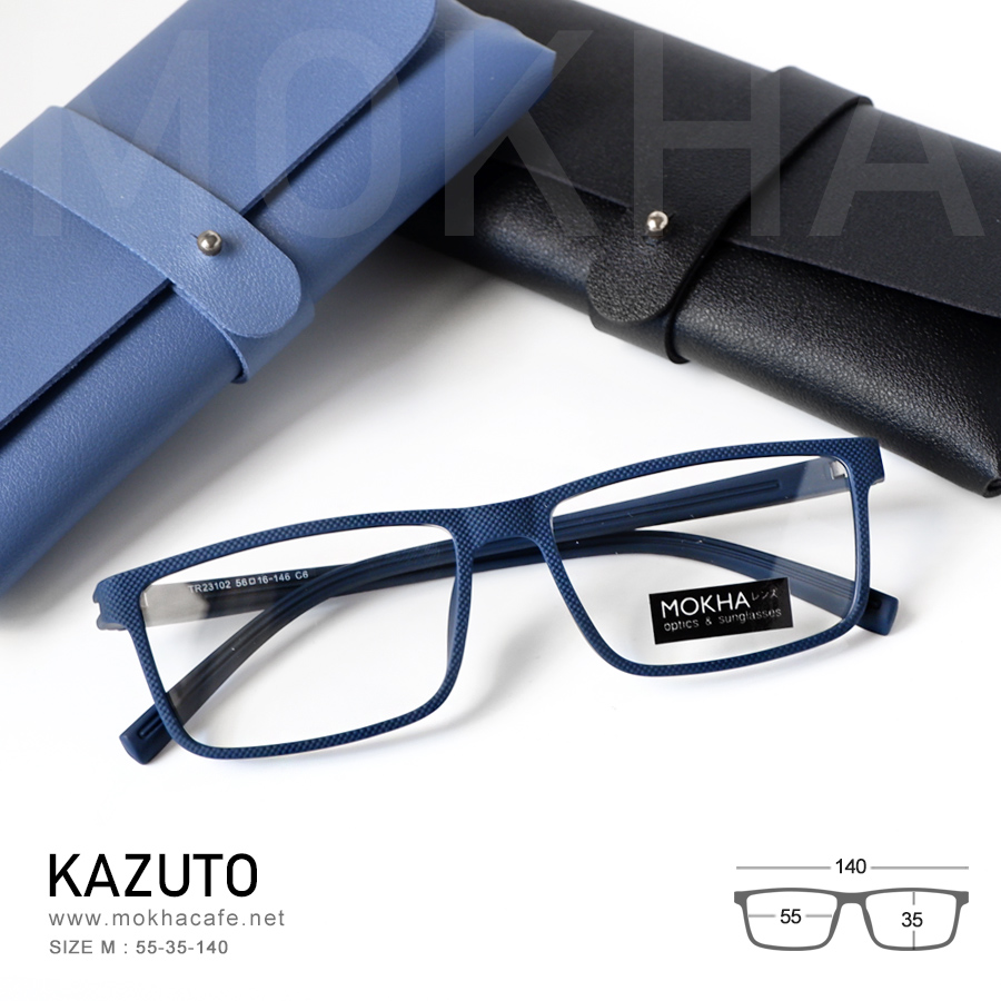KAZUTO - blue กรอบแว่นทรงเหลี่ยม แว่นตายืดหยุ่น TR90 กว้าง 140 มม. (sizeM) H35