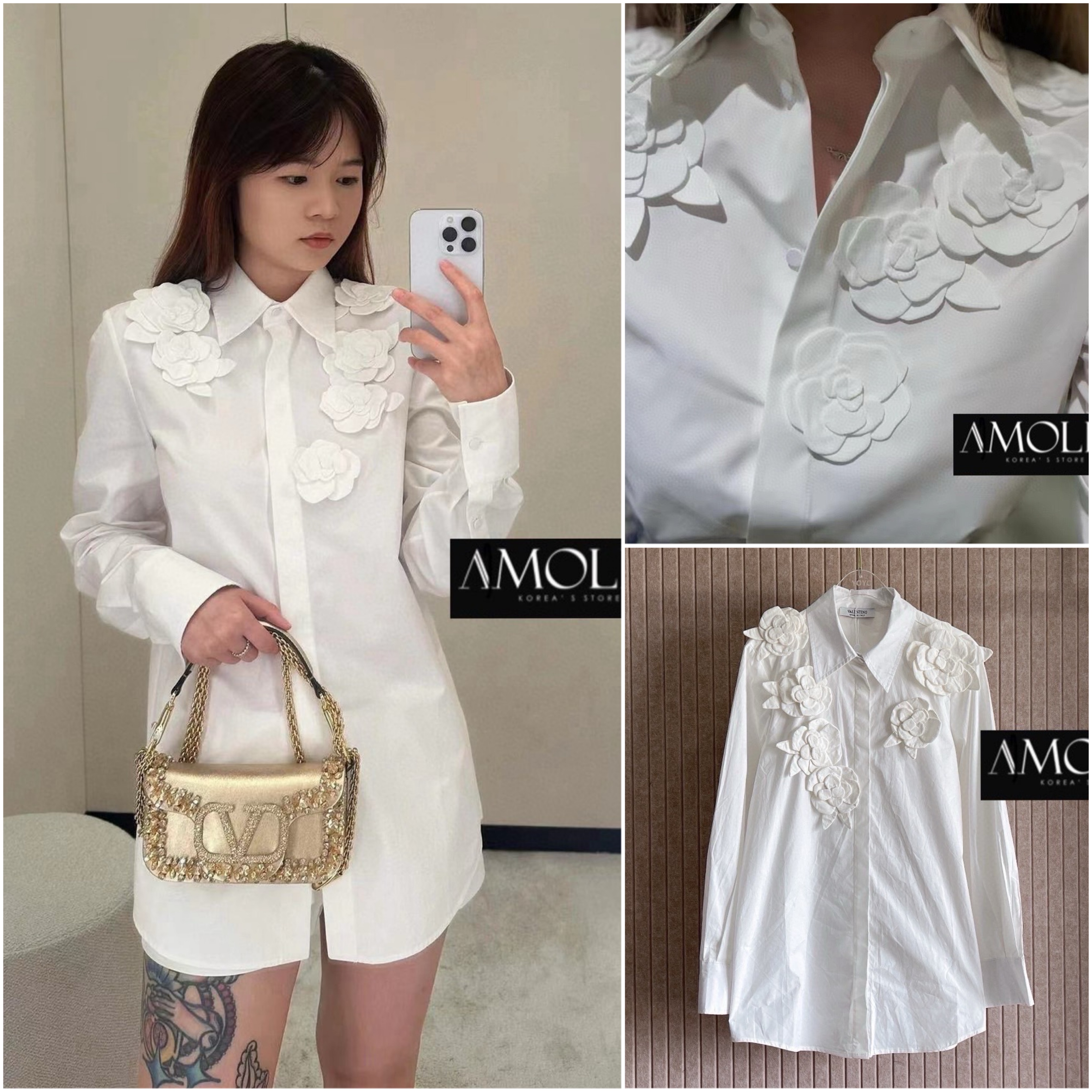 SHIRT VALENTINO งาน Hiend งานดีมาก มีน้ำหนักสุดๆ เย็นมากๆ ห้ามพลาดเลยน๊า สวยสุดๆ : สินค้าคุณภาพ (พร้อมส่ง)