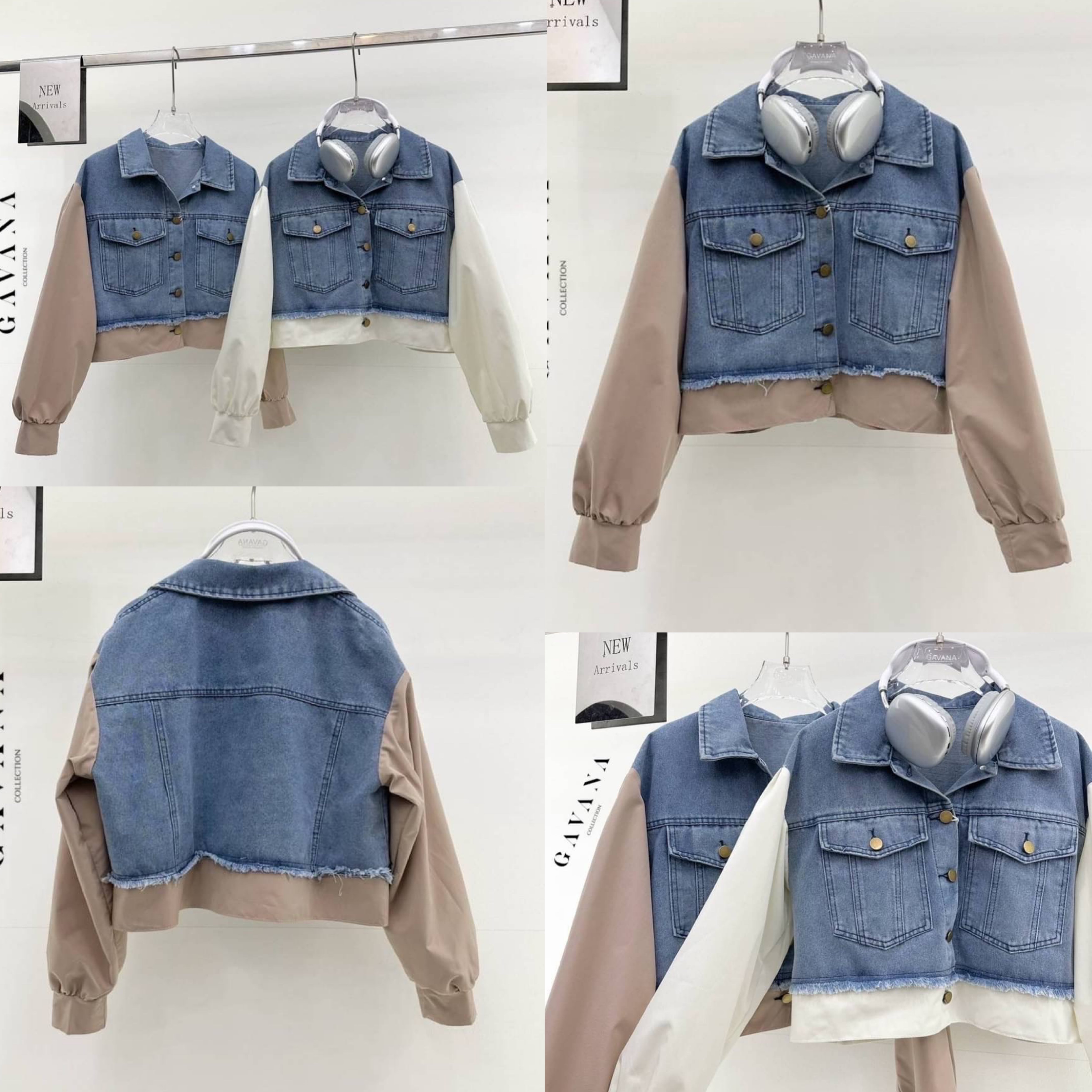 เสื้อเชิ้ตยีนส์ต่อผ้าชายเสื้อและแขน สีทูโทนใส่สวยน่ารักมากเลยค่า เนื้อผ้าดีใส่สบายสุดๆ : สินค้าคุณภาพ (พร้อมส่ง)