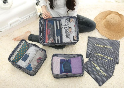 กระเป๋าจัดระเบียบเดินทาง กระเป๋าจัดระเบียบเสื้อผ้า 6 ใบ จัดกระเป๋าเดินทาง กันน้ำ ใส่เสื้อผ้า ชุดชั้นใน เครื่องสำอาง มี 5 สีให้เลือก