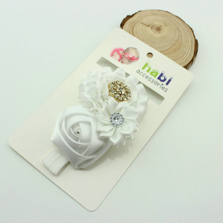 ผ้าคาดผมเด็กอ่อน เจ้าหญิงแสนน่ารัก งานระดับพรีเมี่ยม ดอกไม้ผ้าประดับเพชรสวยหรู