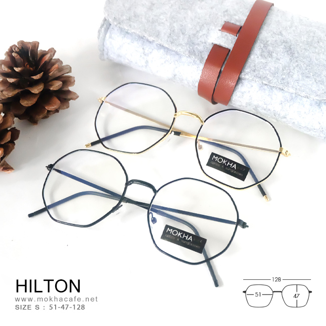 HILTON - black แว่นทรงเหลี่ยม กรอบโลหะ กว้าง 128 มม. (sizeS) H47