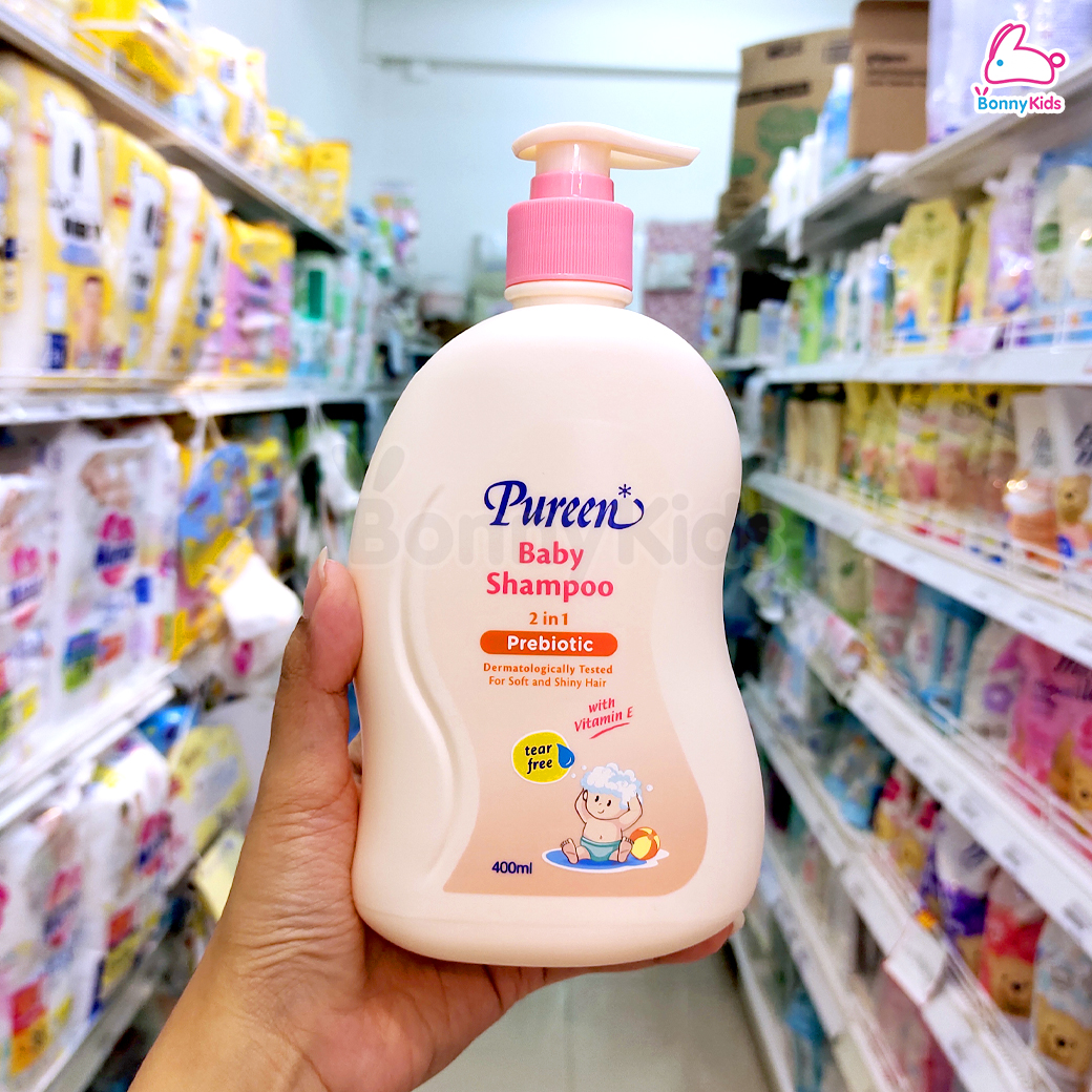 Pureen (เพียวรีน) Baby Prebiotic เพียวรีนเบบี้ พรีไบโอติก สบู่เหลวอาบน้ำ แชมพูสระผม และแชมพูอาบสระ (400ml.)